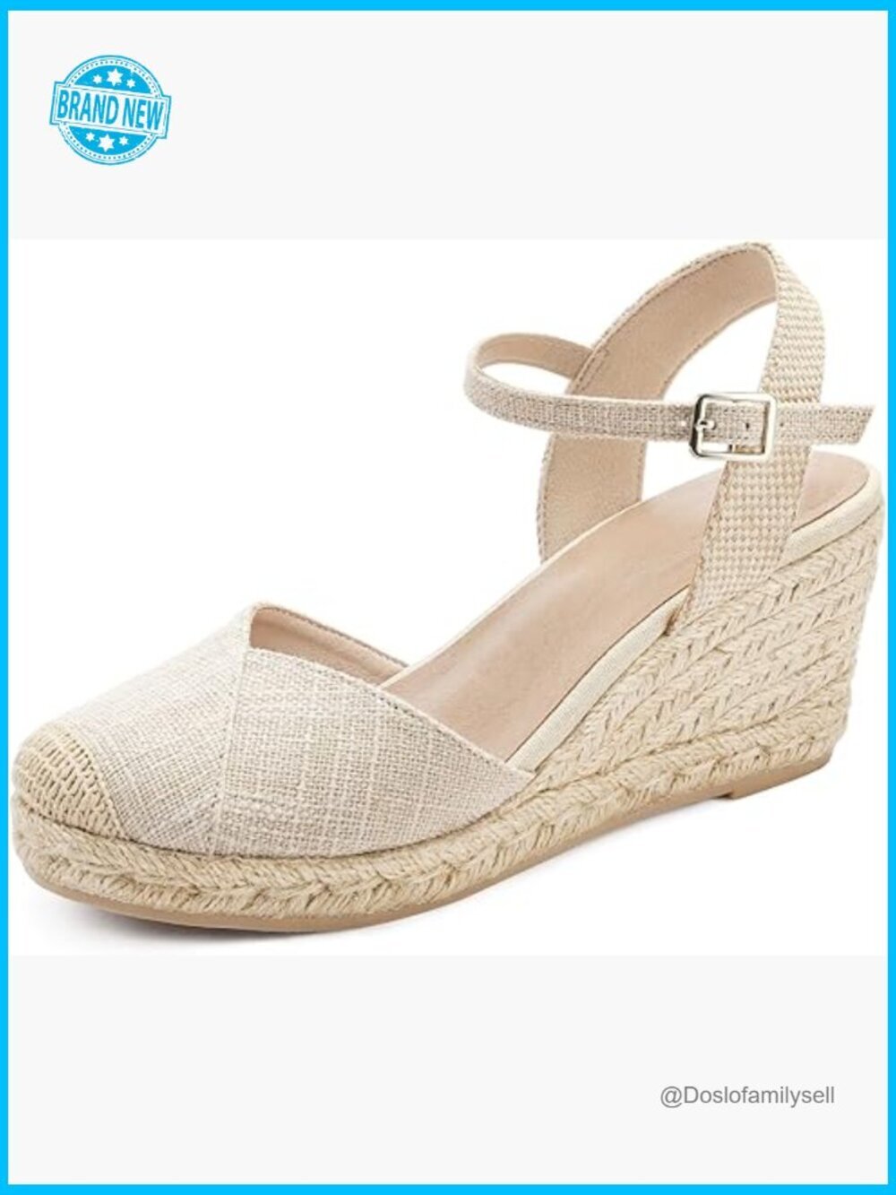 Platform Wedge Sandals Espadrilles Summer Ankle Strap Buckle Closed Toe